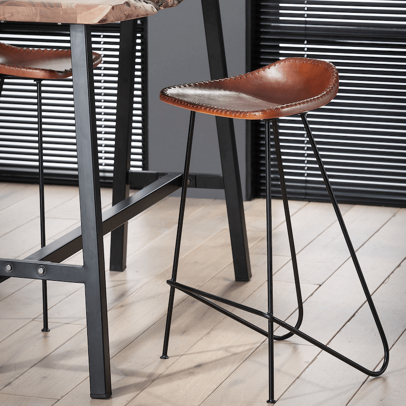 Sussex barkruk vintage leder 67cm van het woonmerk Fraaai