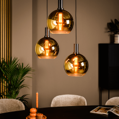 Justine hanglamp 3L getrapt glas goud van het woonmerk Vurna