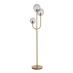 Magdala vloerlamp 3L - glas lichtgrijs/goud