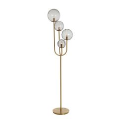 Magdala vloerlamp 4L - glas lichtgrijs/goud