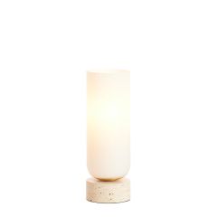Rylano tafellamp ø12x35 cm glas melk - zand+antiek brons