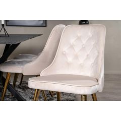 Zelano eetkamerstoel - gouden poot - velvet - beige
