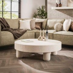 Lorna ronde salontafel - ø110 cm - marmer composiet - wit