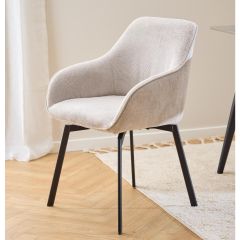 Calm terugdraai armstoel | zwart metaal onderstel | stof Caso