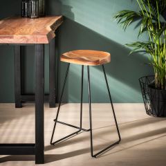Larissa barstoel houten zitting - massief acacia naturel