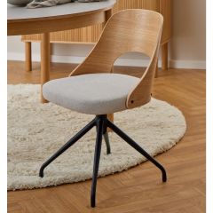 Nøra Hushy draaistoel | zwart metaal onderstel | stof Apia/naturel oak - beige