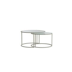 Talca salontafel set van 2 - rib glas/crème