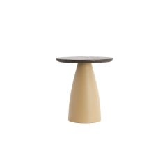 Ocana bijzettafel ø45x50 cm hout - bruin+mat beige