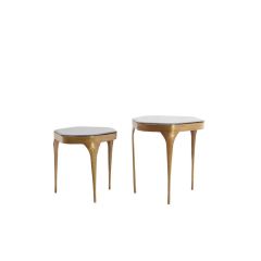 Avi bijzettafel set van 2 glas - smoke+antiek brons