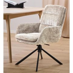 Nøra Sila draaibare armstoel | zwart metaal onderstel | stof Juto