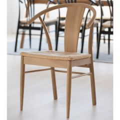 Nøra Leo armstoel | wit oak onderstel | paper plaits - naturel