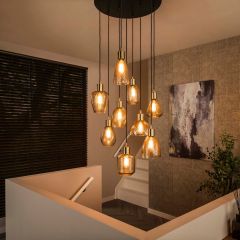 Ricardo hanglamp 9L getrapt - amberkleurig glas