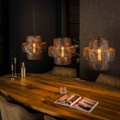 Evelyn hanglamp 3L - zwart/bruin