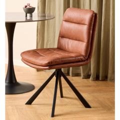 Nøra Olin draaistoel | zwart metaal onderstel | PU retro - beige