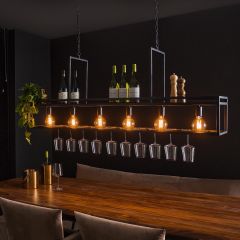 Yasmin wijnglazen hanglamp 6L - charcoal