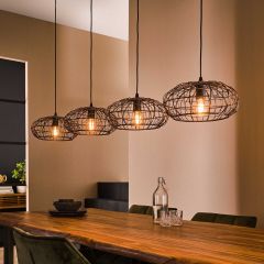 Kauna hanglamp 4L metaal zwart/bruin van het woonmerk Fraaai