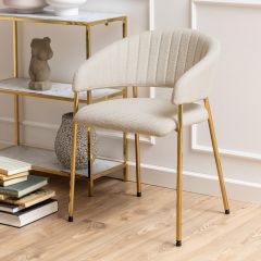 Eira armstoel | goud metaal onderstel | stof Basel - beige
