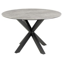Nøra Donovan ronde eettafel Ø120x76.4 cm | zwart metaal onderstel | gehard glas - transparant