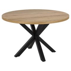 Nøra Donovan ronde eettafel Ø120x76.4 cm | zwart metaal onderstel | eikenhout - naturel