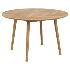 Nøra Elvira ronde eettafel Ø120x75 cm | gelakt eikenhout visgraatpatroon - naturel