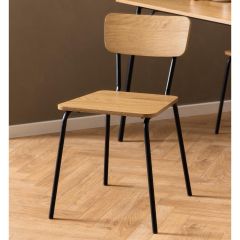 Nøra Mysa eetkamerstoel | zwart metaal onderstel | naturel oak - naturel