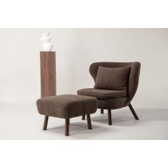 Teko fauteuil met voetenbank - teddy - bruin