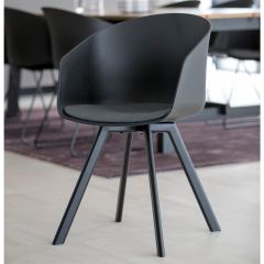 Nøra Teneo armstoel | zwart metaal onderstel | stof Spy - grijs