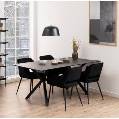 Nøra Maeve armstoel | zwart metaal onderstel | stof Dublin