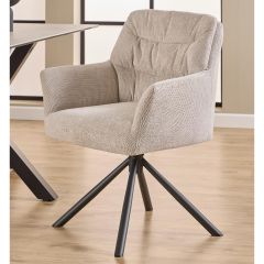 Vika armstoel | zwart metaal onderstel | stof Caso - beige