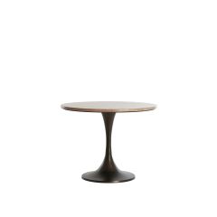 Dolin bijzettafel Ø59x44 cm - rood travertin/donkerbruin