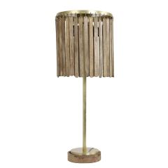 Gularo tafellamp Ø30x78 cm - hout donkerbruin/antiek brons