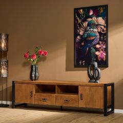 Tv meubel Boaz met deuren en lades - 200 cm - naturel