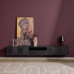 Starfurn Zwevend tv-meubel New York 200 cm - zwart