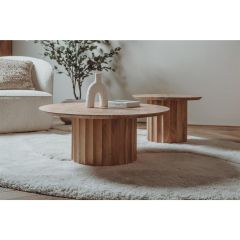 Crotone salontafel set - ø90 / ø60 cm - naturel