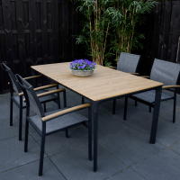 Arezzo terrastafel 160 cm & 4x terrasstoel textileen van het woonmerk Les