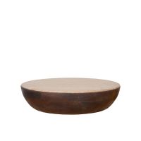 Label51 Bowl salontafel ø90 cm mangohout - beige/donkerbruin