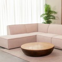Label51 Bowl salontafel ø90 cm mangohout - beige/donkerbruin
