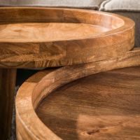 Fraaai Cira ronde salontafels - set van 2 - naturel