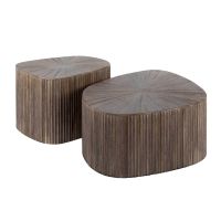 Fraaai Rebecca salontafel set van 2 XL driehoek teak - bruin