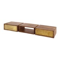 Fraaai Kelsie kaptafel 2L - brass/massief mango bruin - OUTLET C