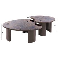 Fraaai Esmere salontafel niervormig set van 2 - keramiek dark emperador