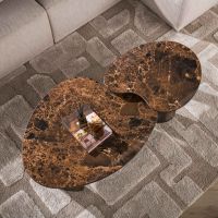 Fraaai Esmere salontafel niervormig set van 2 - keramiek dark emperador