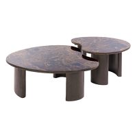 Fraaai Esmere salontafel niervormig set van 2 - keramiek dark emperador