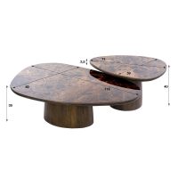 Fraaai Esmere salontafel driehoekig set van 2 - keramiek dark emperador