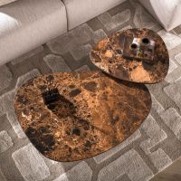 Fraaai Esmere salontafel driehoekig set van 2 - keramiek dark emperador