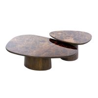 Fraaai Esmere salontafel driehoekig set van 2 - keramiek dark emperador