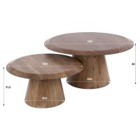 Fraaai Ronna salontafel set van 2 - massief acacia - bruin
