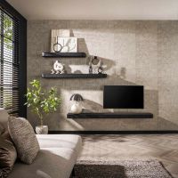 Fraaai Lazio wandplank - 100 cm - metallic - zwart