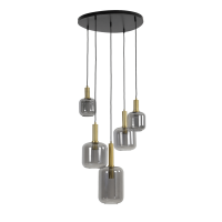 Lekar hanglamp Ø66 cm 5L antiek brons/smoke glas van het woonmerk Light & Living