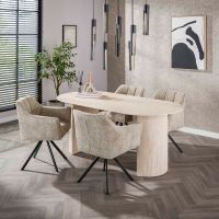 Fraaai Dexter eettafel 180 cm keramiek - naturel
